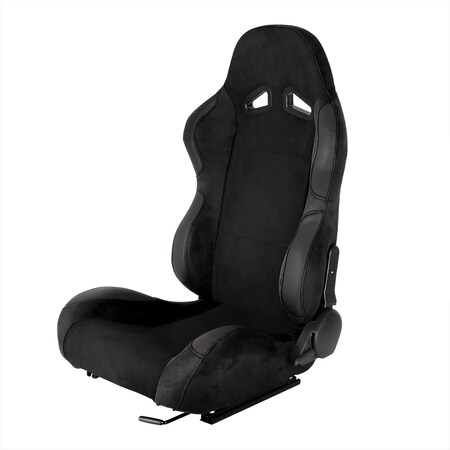 Spec-D Tuning Racing Seat - Black Suede With Black Stitching - Left Side RS-2001L
